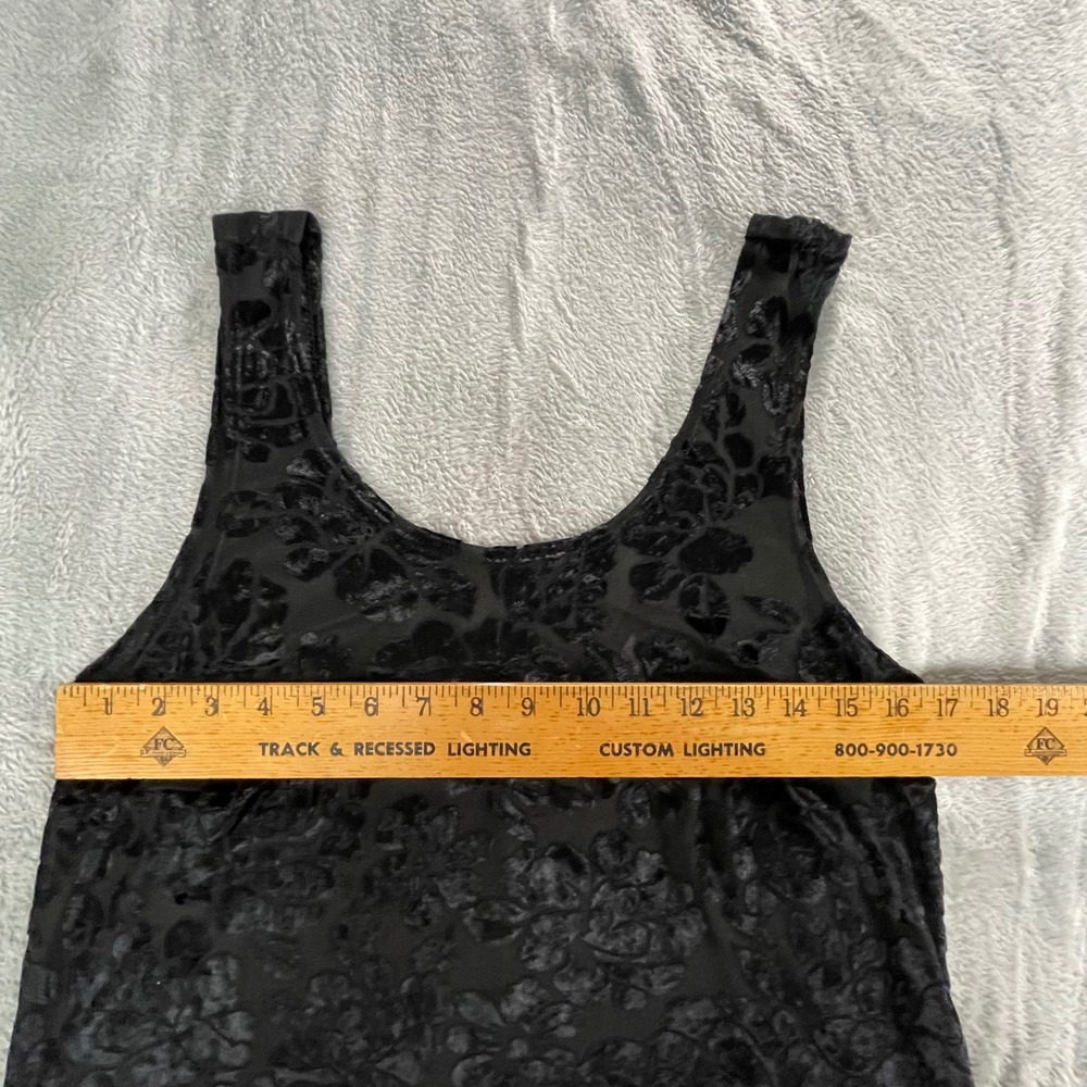 Black Velvet Burnout Floral Sheath Dress Sleeveless Scoop Neck‎ Size Large - Picture 6 of 6
